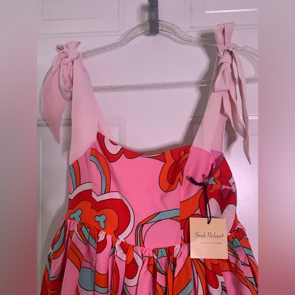 Unique Vintage Smak Parlor Pink Psychedelic Floral Print Babydoll Dress NWT - Picture 10 of 10